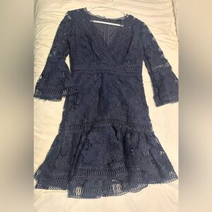 Aqua Navy Lace Dress